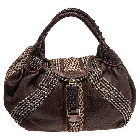 Fendi Brown Leather and Beaded Spy Bag 